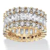 Palm Beach Jewelry 12.42 Cttw. Baguette-cut Cubic Zirconia Gold-plated Silver Eternity Ring In White