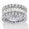 Palm Beach Jewelry 12.42 Tcw Baguette-cut Cubic Zirconia Platinum-plated Silver Eternity Ring In White