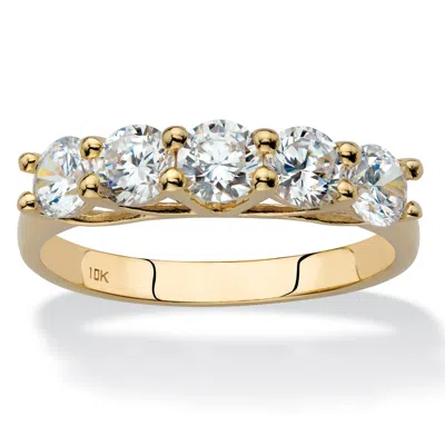 Palm Beach Jewelry 1.25 Cttw. Round Solid 10k Yellow Gold Cubic Zirconia Single Row Ring In White