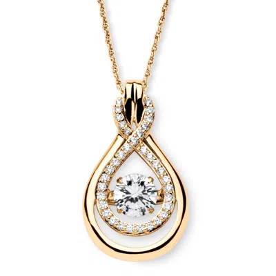 Palm Beach Jewelry 1.25 Tcw "cz In Motion" Drop Necklace 14k Gold-plated Sterling Silver In White
