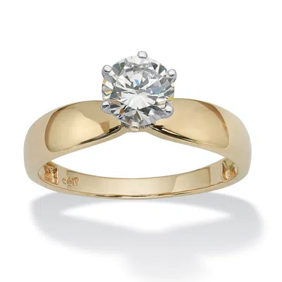 Palm Beach Jewelry 1.25 Tcw Round Cubic Zirconia Solitaire Ring In 10k Yellow Gold In White