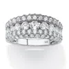 Palm Beach Jewelry 1.26 Tcw Cubic Zirconia Triple Row Ring In Platinum-plated Sterling Silver In White