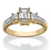 Palm Beach Jewelry 1.27 Tcw Emerald-cut Cubic Zirconia Scroll Ring In Solid 10k Gold In White