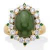 Palm Beach Jewelry 1.27 Tcw Jade And Cz Gold-plated Silver Ring In Yellow