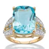 Palm Beach Jewelry 12.89 Cttw 14k Gold-plated Silver Genuine Blue And White Topaz Cocktail Ring In Blue