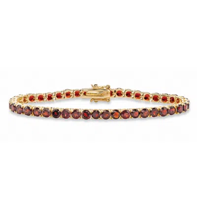 Palm Beach Jewelry 12.90 Tcw Round Genuine Red Garnet Yellow Gold-plated Tennis Bracelet 7.25"