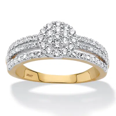 Palm Beach Jewelry 1/3 Tcw Diamond Solid 10k Gold Cluster Ring In Yellow