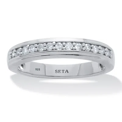 Palm Beach Jewelry .13 Tcw Diamond Sterling Silver Wedding Band Ring In White