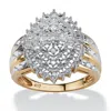 Palm Beach Jewelry 1/3 Tcw Round Diamond Marquise-shaped Cluster Ring In Solid 10k Yellow Gold In White