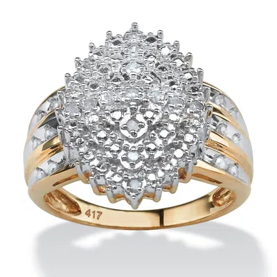 Palm Beach Jewelry 1/3 Tcw Round Diamond Marquise-shaped Cluster Ring In Solid 10k Yellow Gold In White