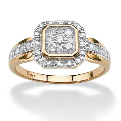 Palm Beach Jewelry 1/3 Tcw Round Diamond Square Halo Ring In Solid 10k Gold In White