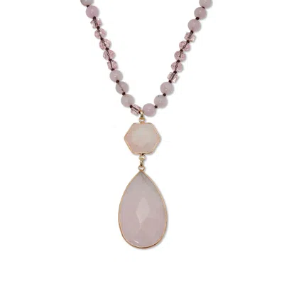 Palm Beach Jewelry 130.05 Tcw Genuine Rose Quartz Beaded Goldtone Drop Necklace 34-inch