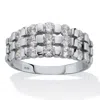Palm Beach Jewelry 1.31 Cttw Round Cubic Zirconia Platinum Plated .925 Silver Multi Row Ring