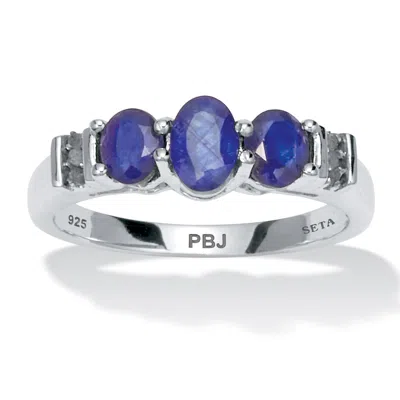 Palm Beach Jewelry 1.31 Tcw Genuine Sapphire Sterling Silver Ring In White