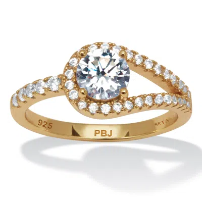 Palm Beach Jewelry 1.32 Tcw Cz Gold-plated Sterling Silver Ring In Yellow
