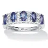 Palm Beach Jewelry 1.32 Tcw Oval Cut Genuine Purple Tanzanite And White Topaz Sterling Silver Ring In Purple