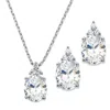 Palm Beach Jewelry 13.22 Tcw Platinum-plated Cubic Zirconia Earrings And Necklace Set 18"-20" In White