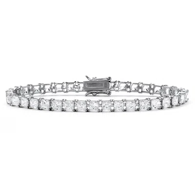 Palm Beach Jewelry 13.32 Tcw Princess-cut Cubic Zirconia .925 Sterling Silver Tennis Bracelet In White