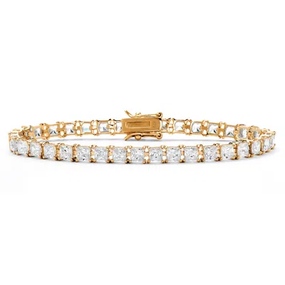 Palm Beach Jewelry 13.32 Tcw Princess-cut Czgold-plated Sterling Silver Tennis Bracelet 7.5"
