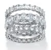 Palm Beach Jewelry 13.56 Cttw. Multi-cut Cubic Zirconia Platinum-plated 3-piece Eternity Ring Set In White