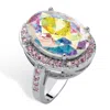 Palm Beach Jewelry 13.57 Tcw Aurora Borealis & Pink Cubic Zirconia Cz Ring In Slvertone In Multi