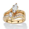Palm Beach Jewelry 1.38 Tcw Marquise-cut Cubic Zirconia Bridal Ring Set In Gold-plated In White