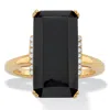 Palm Beach Jewelry .14 Cttw. Emerald Cut Black Onyx & White Topaz 18k Gold-plated Silver Ring In Black