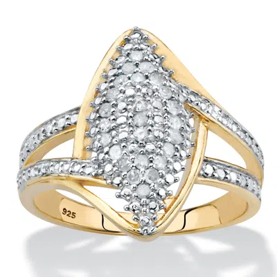 Palm Beach Jewelry 1/4 Cttw. Round Diamond 14k Gold-plated Sterling Silver Split-shank Cluster Ring In White