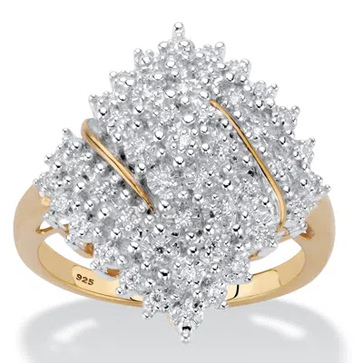 Palm Beach Jewelry 1/4 Cttw. Round Diamond 18k Gold-plated Sterling Silver Cluster Ring In White