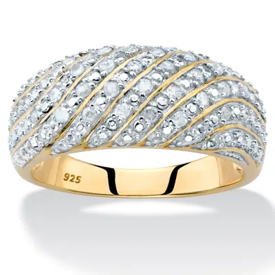 Palm Beach Jewelry 1/4 Tcw Diamond 14k Gold/silver Dome Ring In Yellow