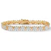 Palm Beach Jewelry 1/4 Tcw Diamond Flower Tennis Bracelet In 14k Gold-plated Sterling Silver