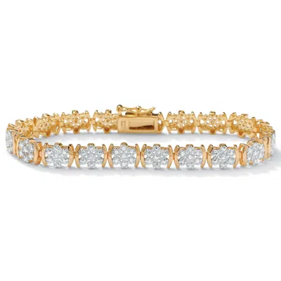 Palm Beach Jewelry 1/4 Tcw Diamond Flower Tennis Bracelet In 14k Gold-plated Sterling Silver
