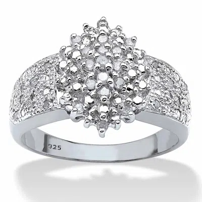 Palm Beach Jewelry 1/4 Tcw Diamond Platinum-plated Silver Ring In White