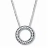 Palm Beach Jewelry .14 Tcw Diamond Sterling Silver Circle Necklace 18 Inches