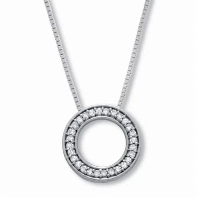 Palm Beach Jewelry .14 Tcw Diamond Sterling Silver Circle Necklace 18 Inches