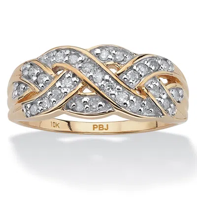 Palm Beach Jewelry 1/4 Tcw Round Diamond 10k Gold Braid Ring In White