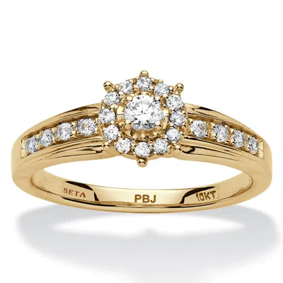 Palm Beach Jewelry 1/4 Tcw Round Diamond 10k Yellow Gold Halo Ring
