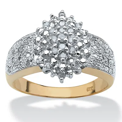 Palm Beach Jewelry 1/4 Tcw Round Diamond 18k Gold-plated Sterling Silver Marquise-shaped Ring In White