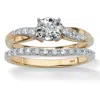 Palm Beach Jewelry 1/4 Tcw Round Diamond Two-piece Bridal Set In 10k Gold In White
