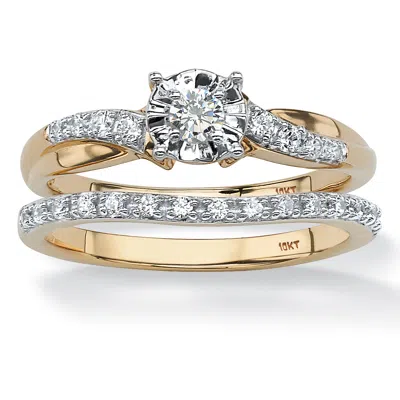 Palm Beach Jewelry 1/4 Tcw Round Diamond Two-piece Bridal Set In 10k Gold In White