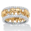 Palm Beach Jewelry 1.40 Tcw Cz Gold-plated Elephant Ring In Yellow