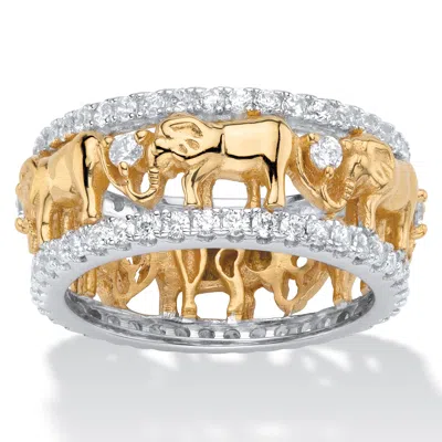 Palm Beach Jewelry 1.40 Tcw Cz Gold-plated Elephant Ring In Yellow