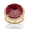 Palm Beach Jewelry 14.35 Tcw Round Genuine Ruby And Cz Ring In Yellow