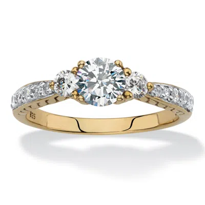 Palm Beach Jewelry 1.45 Tcw Sapphire 18k Gold-plated Silver Ring In Yellow