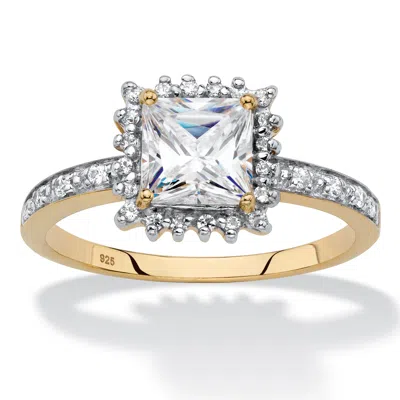 Palm Beach Jewelry 1.46 Cttw. 18k Gold-plated Silver White Sapphire Diamond Accent Halo Ring