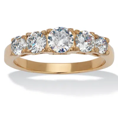 Palm Beach Jewelry 1.46 Tcw Cz Gold Ion-plated Stainless Ring In Yellow