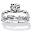 Palm Beach Jewelry 1.48 Cttw. Cubic Zirconia Sterling Silver 2-pc. Solitaire Vine Bridal Ring Set In White