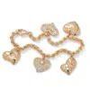 Palm Beach Jewelry 1.48 Tcw Cubic Zirconia Heart Charm Bracelet In Yellow Goldtone