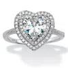 Palm Beach Jewelry 1.48 Tcw Heart Cz Platinum/silver Halo Ring In White