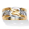 Palm Beach Jewelry 14k Gold-plated And Platinum-plated Puzzle Ring In Yellow
